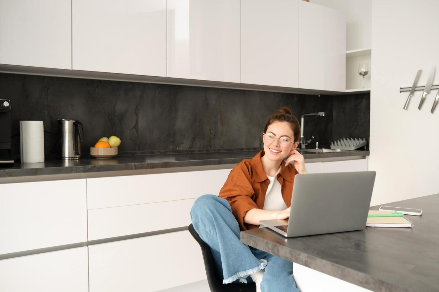 Financial planning workspace with documents and technology